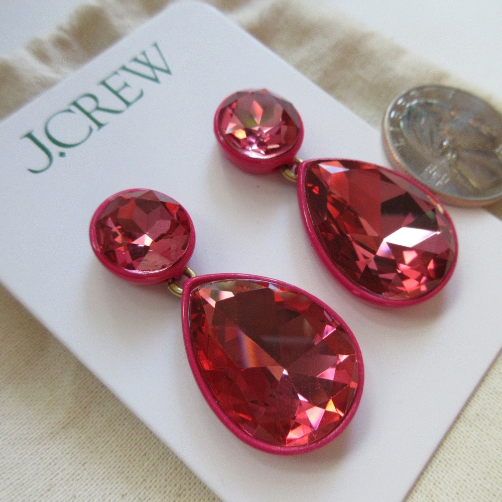 J Crew NWT Teardrop Earrings Pink Fuchsia